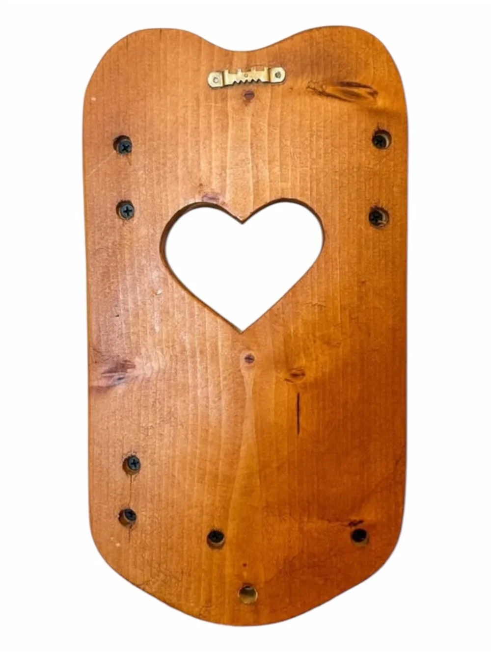 Vintage Handcrafted Wooden Hair Dryer & Curler Holder with Heart Cutout